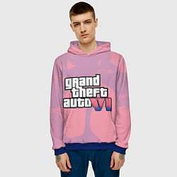 Толстовка-худи мужская GTA 6 pink, цвет: 3D-синий — фото 2