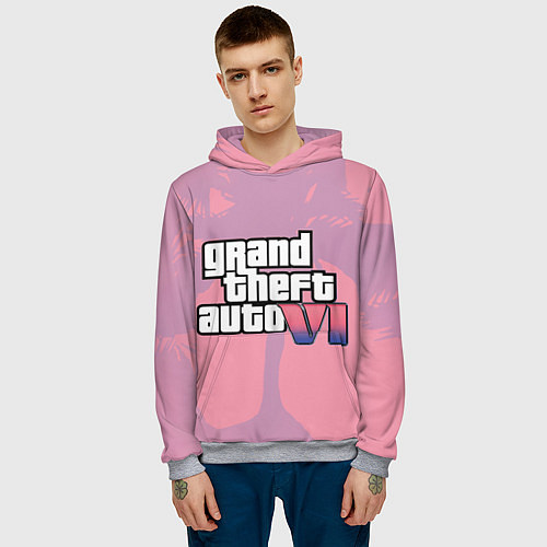 Мужская толстовка GTA 6 pink / 3D-Меланж – фото 3