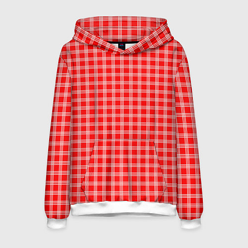 Мужская толстовка Красно-белый клетчатый / 3D-Белый – фото 1