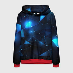 Толстовка-худи мужская Синяя геометрическая абстракция, цвет: 3D-красный