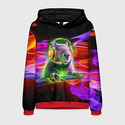 Толстовка-худи мужская Capybara is an avid gamer, цвет: 3D-красный