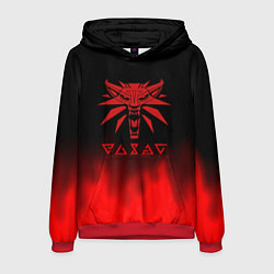 Толстовка-худи мужская Ведьмак огонь лого геральт, цвет: 3D-красный