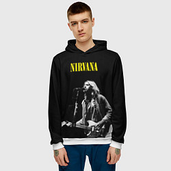 Толстовка-худи мужская Группа Nirvana Курт Кобейн, цвет: 3D-белый — фото 2