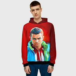 Толстовка-худи мужская Слово пацана в стиле аниме - мазки краски, цвет: 3D-черный — фото 2