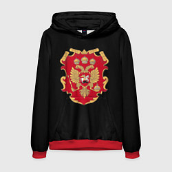 Толстовка-худи мужская Российская империя символика герб щит, цвет: 3D-красный