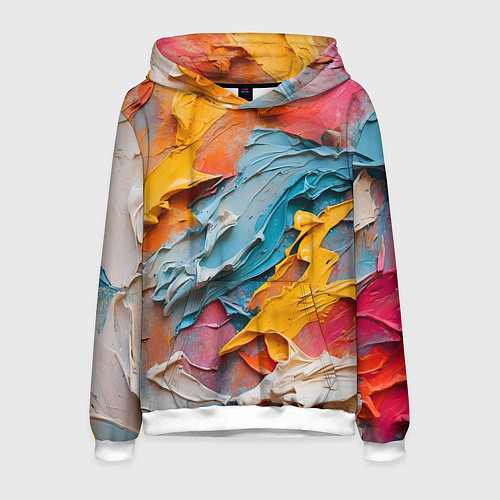Мужская толстовка Абстрактная живопись акрилом / 3D-Белый – фото 1