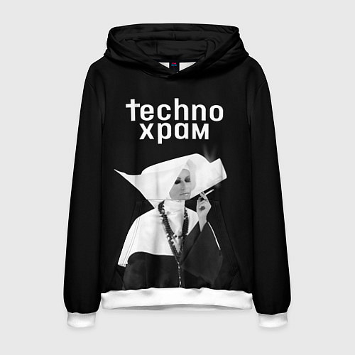 Мужская толстовка Techno храм курящая монашка / 3D-Белый – фото 1