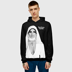 Толстовка-худи мужская Techno храм монашка с откровенным декольте, цвет: 3D-черный — фото 2