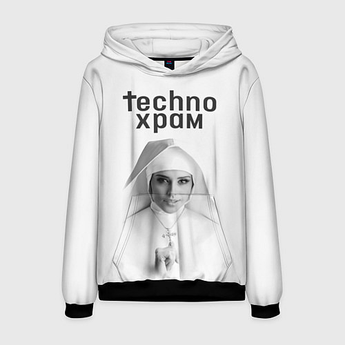 Мужская толстовка Techno храм монашка улыбается / 3D-Черный – фото 1