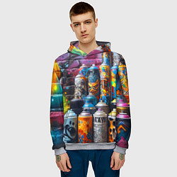 Толстовка-худи мужская Баллончики с краской - граффити, цвет: 3D-меланж — фото 2
