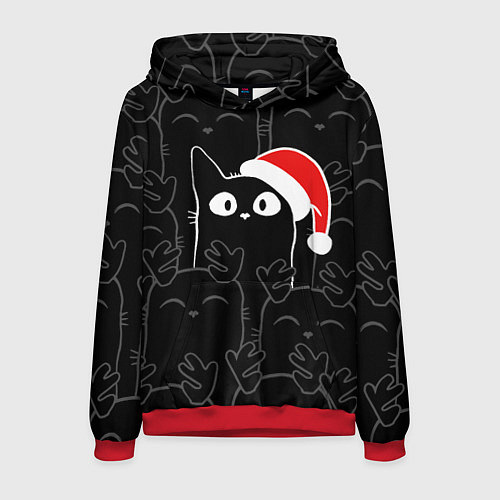 Мужская толстовка New year cats / 3D-Красный – фото 1