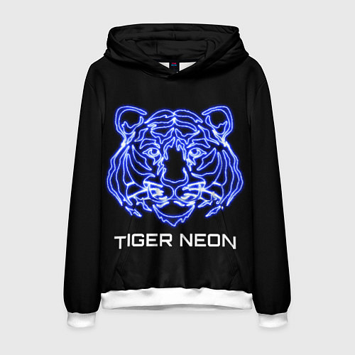 Мужская толстовка Tiger neon art / 3D-Белый – фото 1