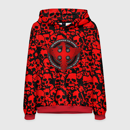 Мужская толстовка Thirty Seconds to Mars skull pattern / 3D-Красный – фото 1