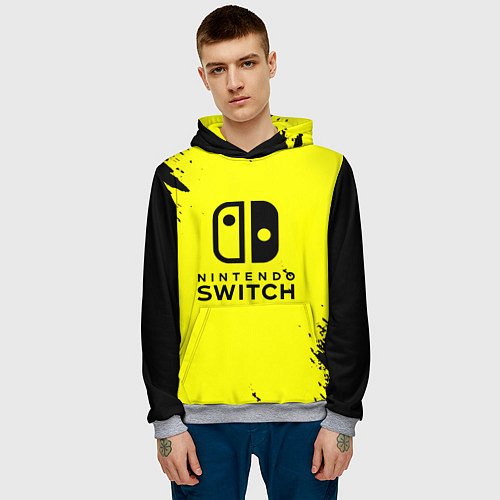Мужская толстовка Nintendo switch краски на жёлтом / 3D-Меланж – фото 3