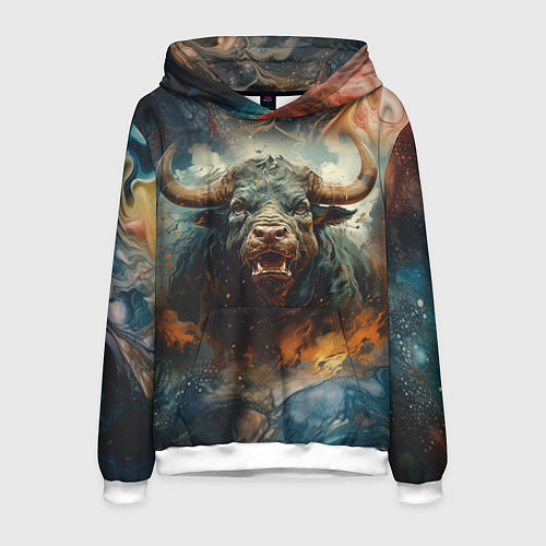 Мужская толстовка Дикий бык / 3D-Белый – фото 1