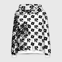 Толстовка-худи мужская Roblox pattern game black, цвет: 3D-белый