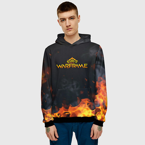 Мужская толстовка Warframe шутер flame / 3D-Черный – фото 3