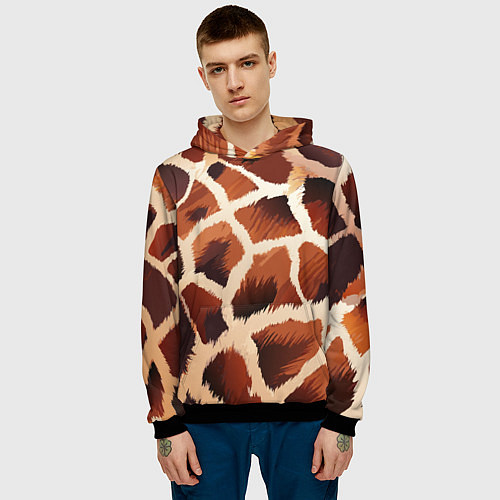 Мужская толстовка Пятнистый мех жирафа / 3D-Черный – фото 3