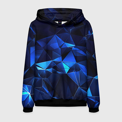 Мужская толстовка Синие мелкие осколки калейдоскоп / 3D-Черный – фото 1