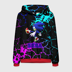 Толстовка-худи мужская Sonic sega game неоновая текстура, цвет: 3D-красный