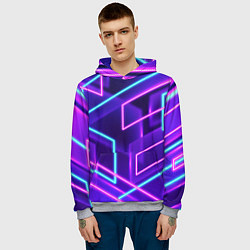 Толстовка-худи мужская Neon Geometric, цвет: 3D-меланж — фото 2