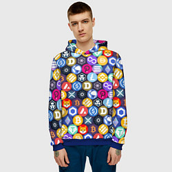 Толстовка-худи мужская Криптовалюта Биткоин, Эфириум, Тетхер, Солана патт, цвет: 3D-синий — фото 2
