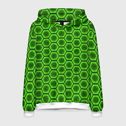 Толстовка-худи мужская Энергетический щит - зеленый, цвет: 3D-белый