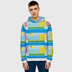 Толстовка-худи мужская Узор из таблицы Менделеева, цвет: 3D-белый — фото 2