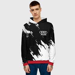 Толстовка-худи мужская Audi краски белые, цвет: 3D-красный — фото 2