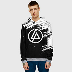 Толстовка-худи мужская Linkin Park - black and white, цвет: 3D-меланж — фото 2