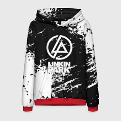 Толстовка-худи мужская Linkin park logo краски текстура, цвет: 3D-красный