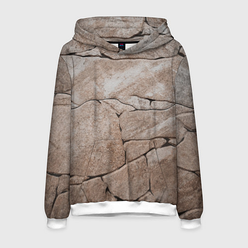 Мужская толстовка Текстура бежевый горный камень / 3D-Белый – фото 1