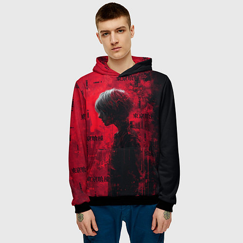 Мужская толстовка Kaneki Ken - Tokyo Ghoul / 3D-Черный – фото 3