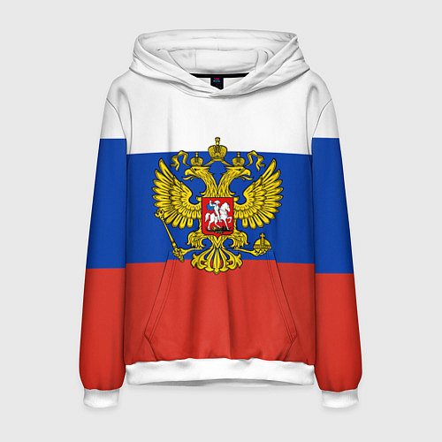 Мужская толстовка Флаг России с гербом / 3D-Белый – фото 1