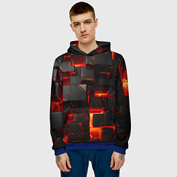 Толстовка-худи мужская Неоновые квадратики, цвет: 3D-синий — фото 2