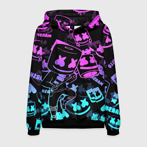 Мужская толстовка Marshmello neon pattern / 3D-Черный – фото 1