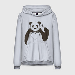 Толстовка-худи мужская Panda love art, цвет: 3D-меланж