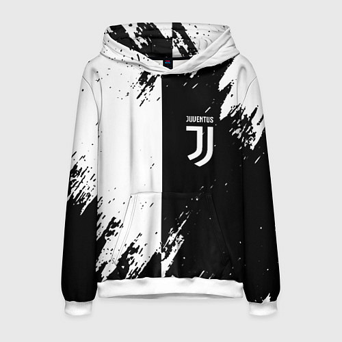 Мужская толстовка Juventus краски чёрнобелые / 3D-Белый – фото 1