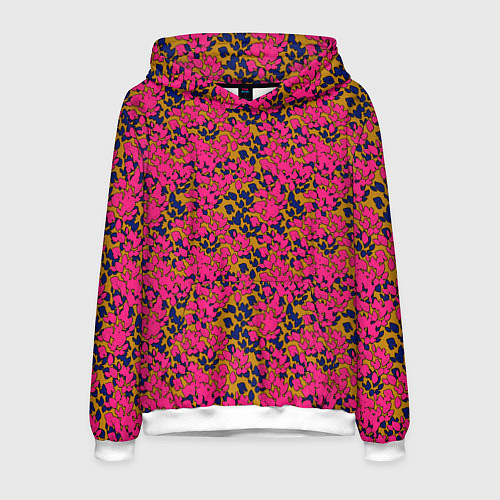 Мужская толстовка Взаимосвязанные листочки, розового жёлтого и синег / 3D-Белый – фото 1