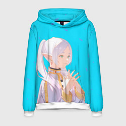 Толстовка-худи мужская Frieren: Blue Pattern, цвет: 3D-белый