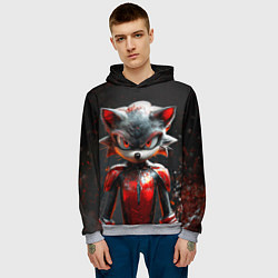 Толстовка-худи мужская Ёжик Shadow в броне, цвет: 3D-меланж — фото 2