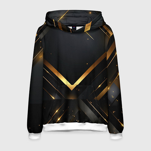 Мужская толстовка Gold luxury black abstract / 3D-Белый – фото 1