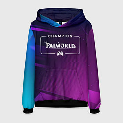 Толстовка-худи мужская Palworld gaming champion: рамка с лого и джойстико, цвет: 3D-черный