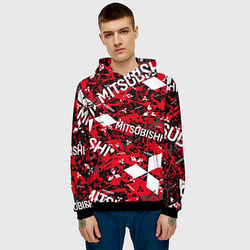 Мужская толстовка Mitsubishi - chaos style / 3D-Черный – фото 3