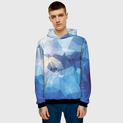 Толстовка-худи мужская Абстрактная текстура многоугольника, цвет: 3D-черный — фото 2