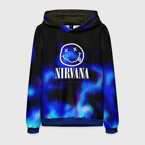 Мужская толстовка Nirvana flame ghost steel / 3D-Синий – фото 1