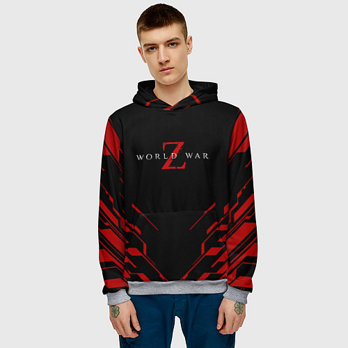 Мужская толстовка World war z текстура геометрия / 3D-Меланж – фото 3