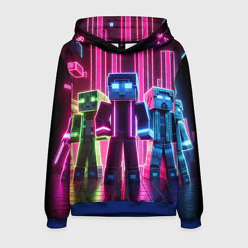 Мужская толстовка Minecraft characters - neon glow / 3D-Синий – фото 1