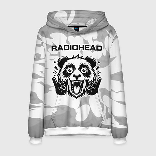 Мужская толстовка Radiohead рок панда на светлом фоне / 3D-Белый – фото 1