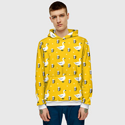Толстовка-худи мужская Гуси и пиво, цвет: 3D-белый — фото 2